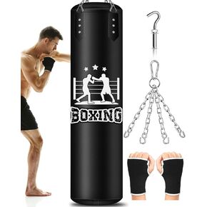 Punching Bag for Adults, 4FT PU Heavy Bag Kickboxing Training Boxing Bag for MMA Karate Kickboxing Martial Art Home Gym Trainging
