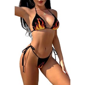 Sexy Halter String Bikini Set Two Piece Swimsuit for Women Triangle Bikini Swimsuits Suit Tie String Thong