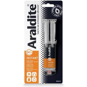 Araldite Strong Epoxy Adhesive | 90 Seconds Fast Setting 2-Part Epoxy Glue | Solvent-Free Professional Grade Strength Sets Clear for Multipurpose Use | Instant Dual Syringe, 24ml