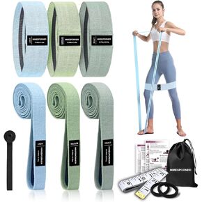 Wide Fabric Resistance Bands Set for Working Out, Non-Slip Exercise Booty Bands for Women & Men Leg and Glutes with Hair Ties and Tape Measure - for Home Gym Workout, Yoga, Pilates