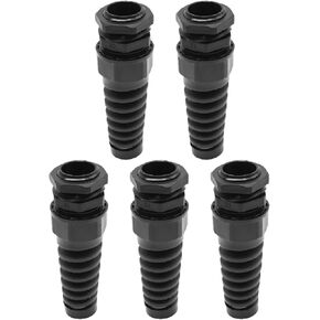 VIKKSAER 5Pcs IP68 Waterproof Cable Gland Flex Spiral Strain Relief Black Nylon Joint with Gaskets for Wire Thread (13-18 mm)