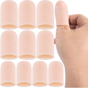 10pcs Gel Finger Cots, Silicone Thumb Fingertip Protector, Reusable Finger Support Covers Gloves for Trigger Finger Cracking Arthritis