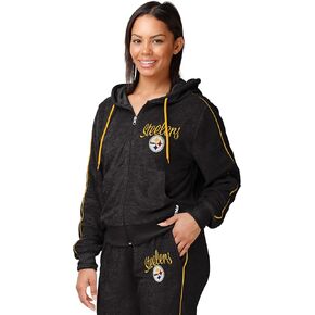 FOCO Women's NFL Team Logo Terry Knit Full Zip Up Top Jacket