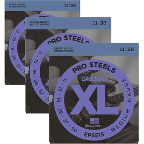 D'Addario Electric Guitar Strings | Pro-Steels | EPS515 | Medium | 3 Pack