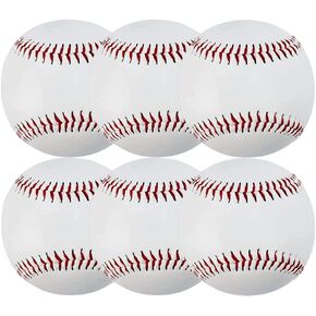 6Pack Practice Baseballs, Blank Baseball, Standard 9" Adult Youth Leather Covered Soft Balls for Team Game Competition Pitching Catching Training