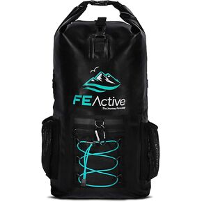 FE Active Dry Bag Waterproof Backpack - 20L Eco Friendly Hiking Backpack. Ideal for Camping Accessories & Fishing Gear. Great Travel Bag, Beach Bag for Kayak & Boating | Designed in California, USA