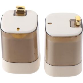 2pcs Press Toothpick Box Creative Automatic Home Living Room Toothpick Can,Toothpick Holder Dispenser,Plastic Secure Toothpick Storage Box,3.7*2.3*2.3 Inch,White