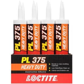 Loctite PL375 VOC Heavy Duty Construction Adhesive, 10 fl oz, Cartridge (12 Pack)