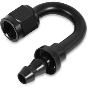 DNA MOTORING 4AN 180 Degree Push Lock/Push On Hose End Fitting Adapter,Aluminum,Black,FT-4104-180-BK