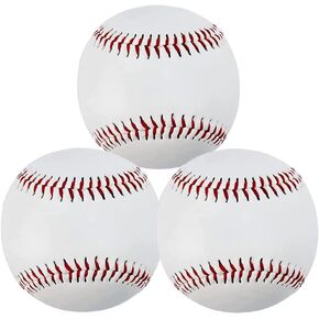 3Pack Practice Baseballs, Blank Baseball, Standard 9" Adult Youth Leather Covered Soft Balls for Team Game Competition Pitching Catching Training