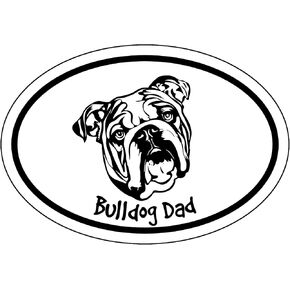 WickedGoodz Oval Bulldog Dad Decal - Dog Bumper Sticker - for Laptops Tumblers Windows Cars Trucks Walls