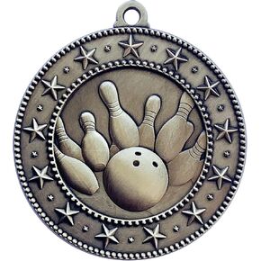 Express Medals Bowling Gold Medals Trophy Award with Neck Ribbons EMDC25 - (Pack of 10)