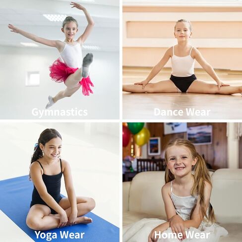 QBK 2T-12Years Girls Camisole Tank Tops Cotton Tagless Cami Sleveless Spaghetti undershirts for Gymnastics Dancewear in Kuwait