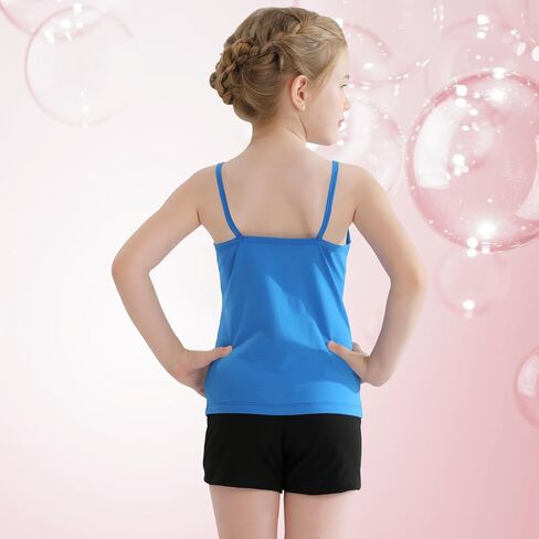 QBK 2T-12Years Girls Camisole Tank Tops Cotton Tagless Cami Sleveless Spaghetti undershirts for Gymnastics Dancewear in Kuwait