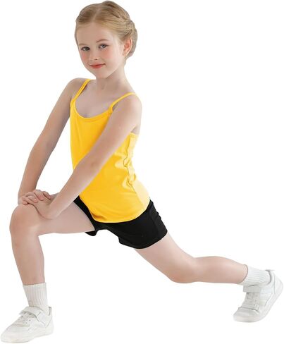 QBK 2T-12Years Girls Camisole Tank Tops Cotton Tagless Cami Sleveless Spaghetti undershirts for Gymnastics Dancewear in Kuwait