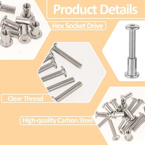 21 قطعة M6x35mm عرافة محرك المقبس غطاء البراغي الفضة استبدال مسامير الحزام مع ألين وجع الأثاث موصل البراغي برميل المكسرات مجموعة متنوعة للأثاث السرير خزانة خزانة حقائب جلدية حزام in Kuwait