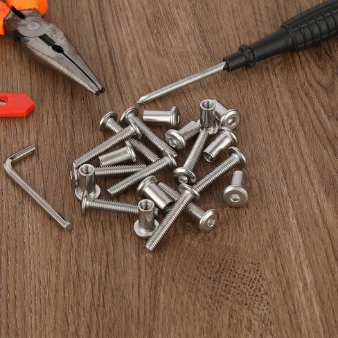 21 قطعة M6x35mm عرافة محرك المقبس غطاء البراغي الفضة استبدال مسامير الحزام مع ألين وجع الأثاث موصل البراغي برميل المكسرات مجموعة متنوعة للأثاث السرير خزانة خزانة حقائب جلدية حزام in Kuwait