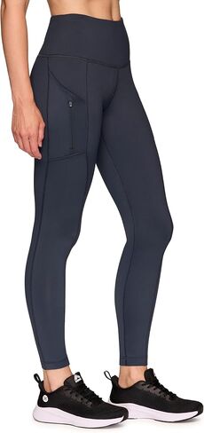 RBX Women's Fleece Lined Leggings with Pockets, Cold Weather Full Length Running Tights Yoga Pants with Zipper Pocket in Kuwait