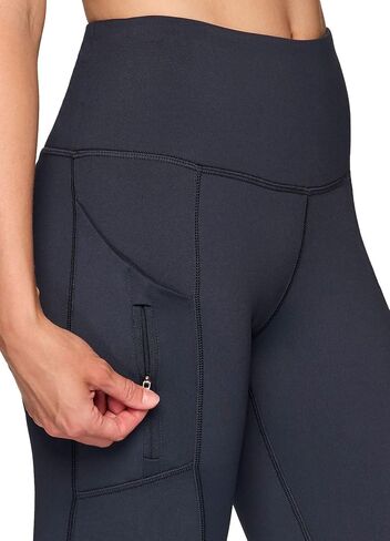 RBX Women's Fleece Lined Leggings with Pockets, Cold Weather Full Length Running Tights Yoga Pants with Zipper Pocket in Kuwait