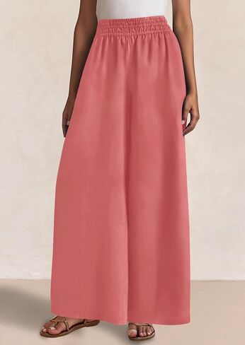 PRETTYGARDEN Womens Wide Leg Pants Casual 2025 Elastic Waist Loose Flowy Palazzo Pants Trousers with Pockets in Saudi Arabia
