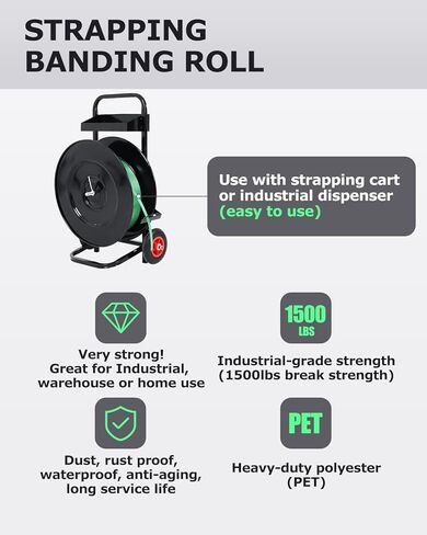 gccsj pet الربط 5/8 ''، التعبئة والتغليف الربط، 3800 قدم × 15.75'' × 1500 رطل كسر الربط الربط القوة، الثقيلة التعبئة والتغليف الربط النطاقات لفة، دائم ترقية لفائف الربط pet in Kuwait