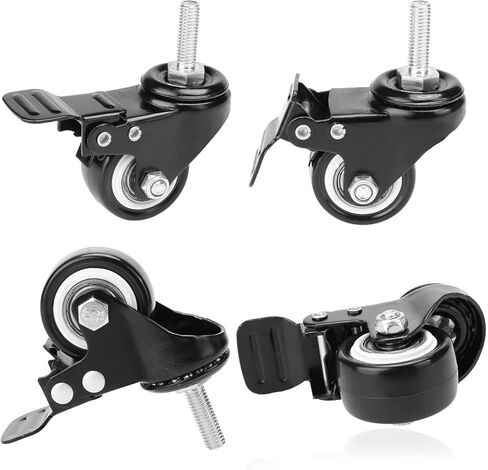 مجموعة من 4 عجلات STEM عجلات دوارة الدوران 2 "مع الفرامل عجلات الأثاث شاقا لا توجد عجلة ضوضاء لأثاث Workbench DIY عربات DIY in Kuwait
