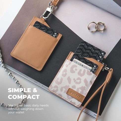 VULKIT Small Wallet for Women with Wrist Strap, RFID Leather Credit Card Holder Slim Wristlet Keychain with Wallet, Mini Thin Wallet for Women in Kuwait