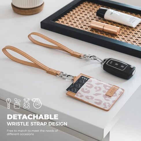 VULKIT Small Wallet for Women with Wrist Strap, RFID Leather Credit Card Holder Slim Wristlet Keychain with Wallet, Mini Thin Wallet for Women in Kuwait