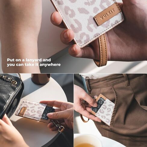 VULKIT Small Wallet for Women with Wrist Strap, RFID Leather Credit Card Holder Slim Wristlet Keychain with Wallet, Mini Thin Wallet for Women in Kuwait
