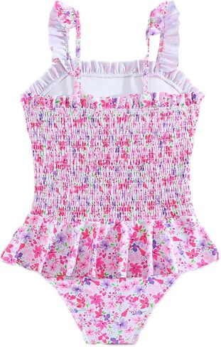 Girls One Piece Swimsuit Ruffles Bathing Suits Floral Ruched Swimwear 7-14 Years in Saudi Arabia