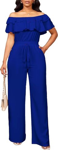 Sexy Jumpsuits for Women Elegant Off The Shoulder Business Long Straight Pants Party Jumpsuit in Kuwait