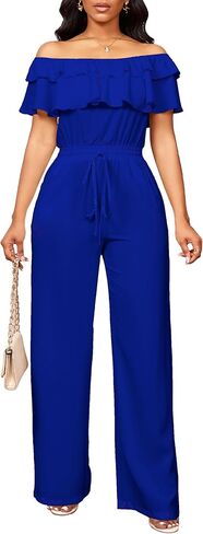 Sexy Jumpsuits for Women Elegant Off The Shoulder Business Long Straight Pants Party Jumpsuit in Kuwait