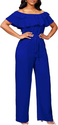 Sexy Jumpsuits for Women Elegant Off The Shoulder Business Long Straight Pants Party Jumpsuit in Kuwait