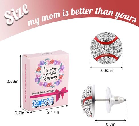 Premium Sparkle Baseball/Softball Encling Stud for Women ، هدايا مثالية لأمي البيسبول ، Gameday ، الحفلات ، مشجعي الرياضة ، مع مربع هدايا لطيف مع "أمي إنه أفضل من لك" in Kuwait