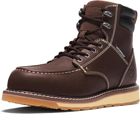 NINGO Steel/Soft Toe Work Boots for Men, 6 Inch Waterproof Mens Wedge Moc Toe Boots, Full-Grain Leather, Oil and Slip-Resistant Safety Boots, EH Protection,Work Boots for Construction, Industrial in Kuwait