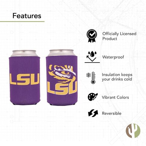 Desert Cactus Louisiana State University Can Insulator LSU Beverage Cooler 2 Pack Foam Beverage Holder Tigers Geaux (2 Pack Can) in Saudi Arabia