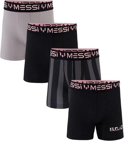 Messi Boys' 4-Pack of Boxer Briefs, Kids Underwear with Stretch Material & Elastic Waist, Blue in Saudi Arabia