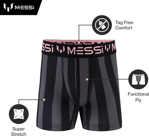 Messi Boys' 4-Pack of Boxer Briefs, Kids Underwear with Stretch Material & Elastic Waist, Blue in Saudi Arabia