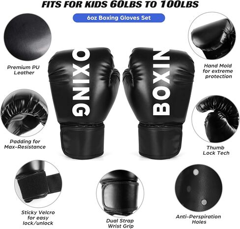 أكياس اللكم Odoland 10-in-1 غير مملوء بالأطفال ، كيس ثقيل للملاكمة ، قفازات اللكم 6 أوقية ، مجموعة من كرات الانعكاس 3 كرات ، وأكمام واقية من الكاحل اليدوي للكاراتيه ، Muay Thai ، MMA ، MMA in Kuwait