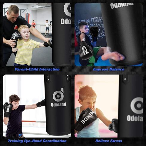 أكياس اللكم Odoland 10-in-1 غير مملوء بالأطفال ، كيس ثقيل للملاكمة ، قفازات اللكم 6 أوقية ، مجموعة من كرات الانعكاس 3 كرات ، وأكمام واقية من الكاحل اليدوي للكاراتيه ، Muay Thai ، MMA ، MMA in Kuwait