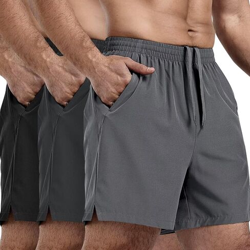 3 Pack Men's Athletic Running Shorts 5 Inch Gym Workout Shorts Quick Dry Active Sports Shorts with Zip Pockets(Black,Dark Gray,Navy,XL) in Saudi Arabia