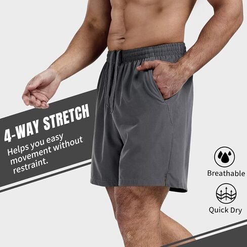 3 Pack Men's Athletic Running Shorts 5 Inch Gym Workout Shorts Quick Dry Active Sports Shorts with Zip Pockets(Black,Dark Gray,Navy,XL) in Saudi Arabia