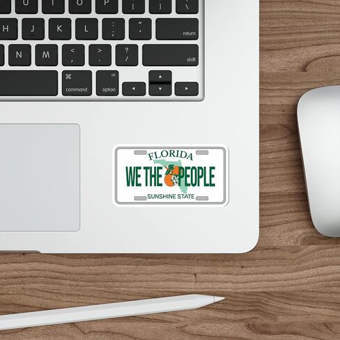 Florida State License Plate Sticker Travel Weatherproof Souvenir Decal Vinyl Small Waterproof for Water Bottle Mug Passport Notebook Laptop Computer Phone Car Stickers Size 4" ID44990 in Saudi Arabia