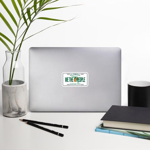 Florida State License Plate Sticker Travel Weatherproof Souvenir Decal Vinyl Small Waterproof for Water Bottle Mug Passport Notebook Laptop Computer Phone Car Stickers Size 4" ID44990 in Saudi Arabia