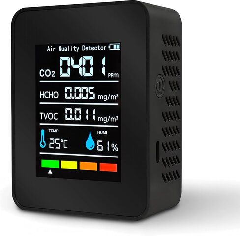 5-in-1 Indoor Air Quality Monitor,Indoor Portable CO2, HCHO,TVOC,Humidity,Temperature,Air Quality Space Clean Air Monitor (B) in Saudi Arabia