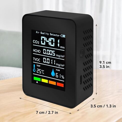 5-in-1 Indoor Air Quality Monitor,Indoor Portable CO2, HCHO,TVOC,Humidity,Temperature,Air Quality Space Clean Air Monitor (B) in Saudi Arabia