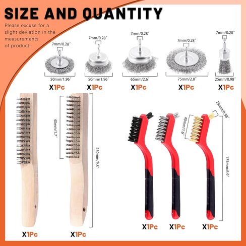 مجموعة فرشاة الأسلاك تانستيك 10pcs ، وتشمل فرشاة سلك خشب من الفولاذ المقاوم للصدأ/الكربون ، ونايلون/النحاس/النحاس/الفولاذ المقاوم للصدأ مع مقبض بلاستيكي ، وفرشاة سلك الحفر مع 1/4 "سداسي سداسي لإزالة صدأ الطلاء in Kuwait