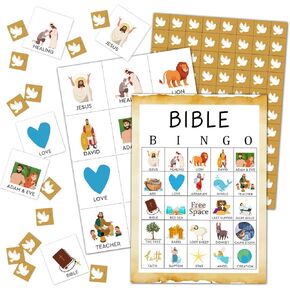 24 Players Birthday Bingo Cards Bible Bingo Fun Family Games Bingo Accessories Party Supplies Bible Games Party Bingo Game Multiplayer Games for Christian Sunday Vacation Family Party Activity - DH382