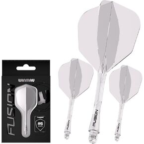 Winmau Darts Fusion Integrated Flight & Shaft System - No.6 Shape and Design - Available in Short, Intermediate & Medium - Black, Yellow and Clear