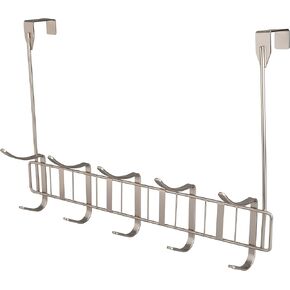 Laura Ashley Aristo 10 Hook Over The Door Hook, Dimensions: 15"x 5"x 12. 5", Home Organization, 10 Hooks, Fits Most Doors, Great for Towels, Sweaters, Bags, Robes, Satin Nickel